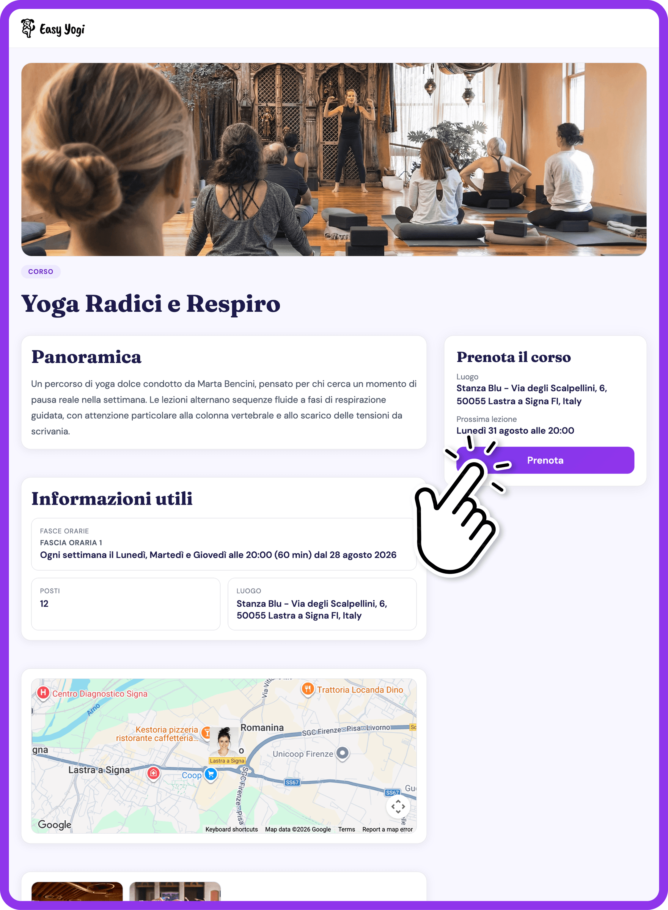 Anteprima del sito EasyYogi su MacBook
